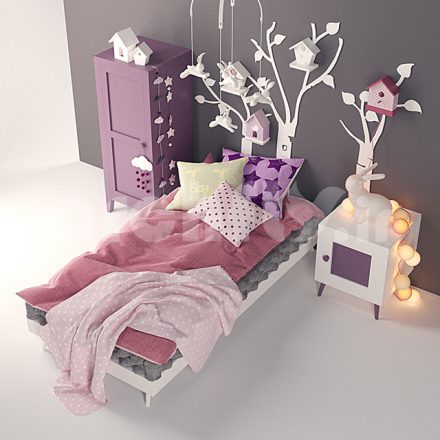 مدل سه بعدی ست اتاق خواب کودک_036