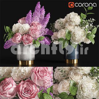 مدل سه بعدی گل و گلدان 963