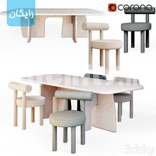 مدل سه بعدی رایگان میز و صندلی 687