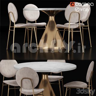 مدل سه بعدی میز و صندلی 1900